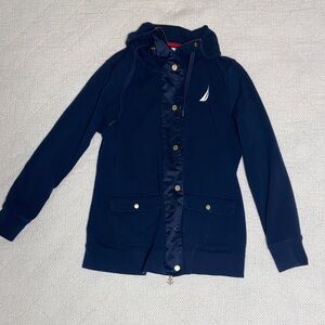 Nautica Women's Navy Hooded Utility Jacket with Sail Logo